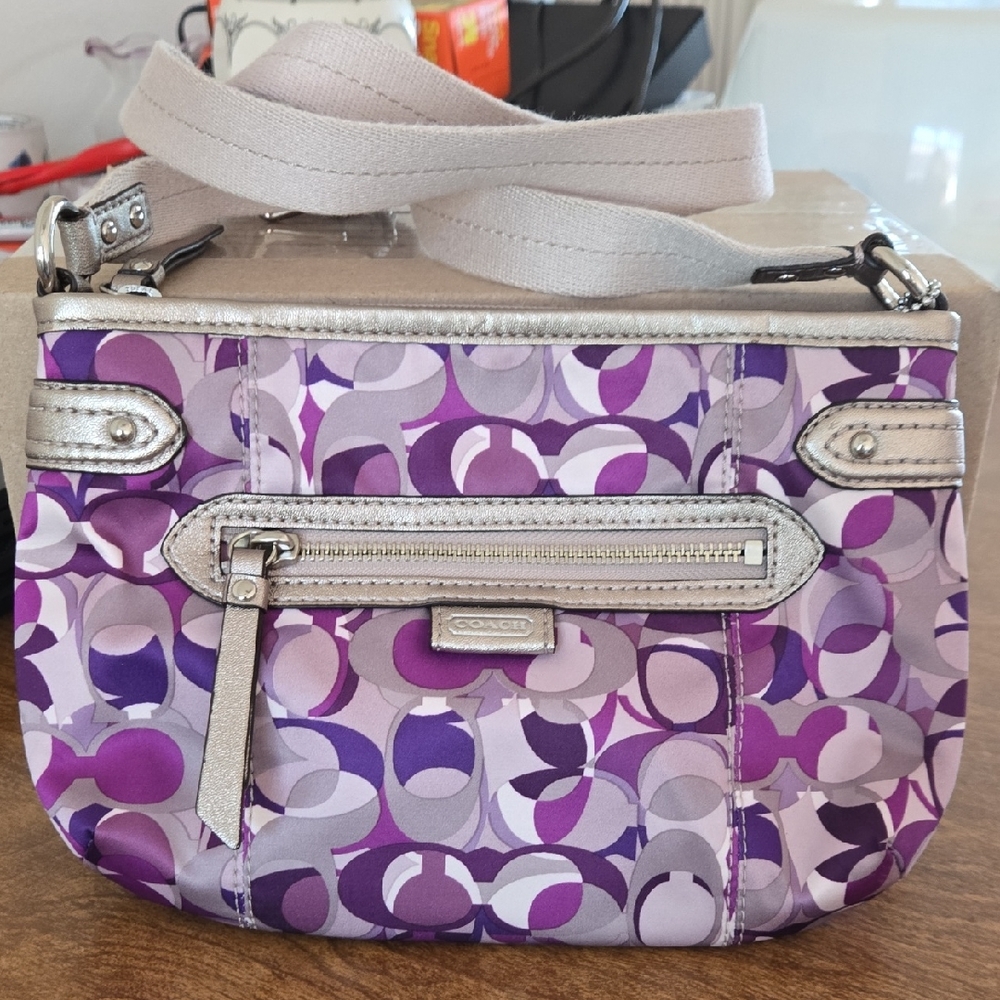 Coach Purple and Silver Crossbody Bag